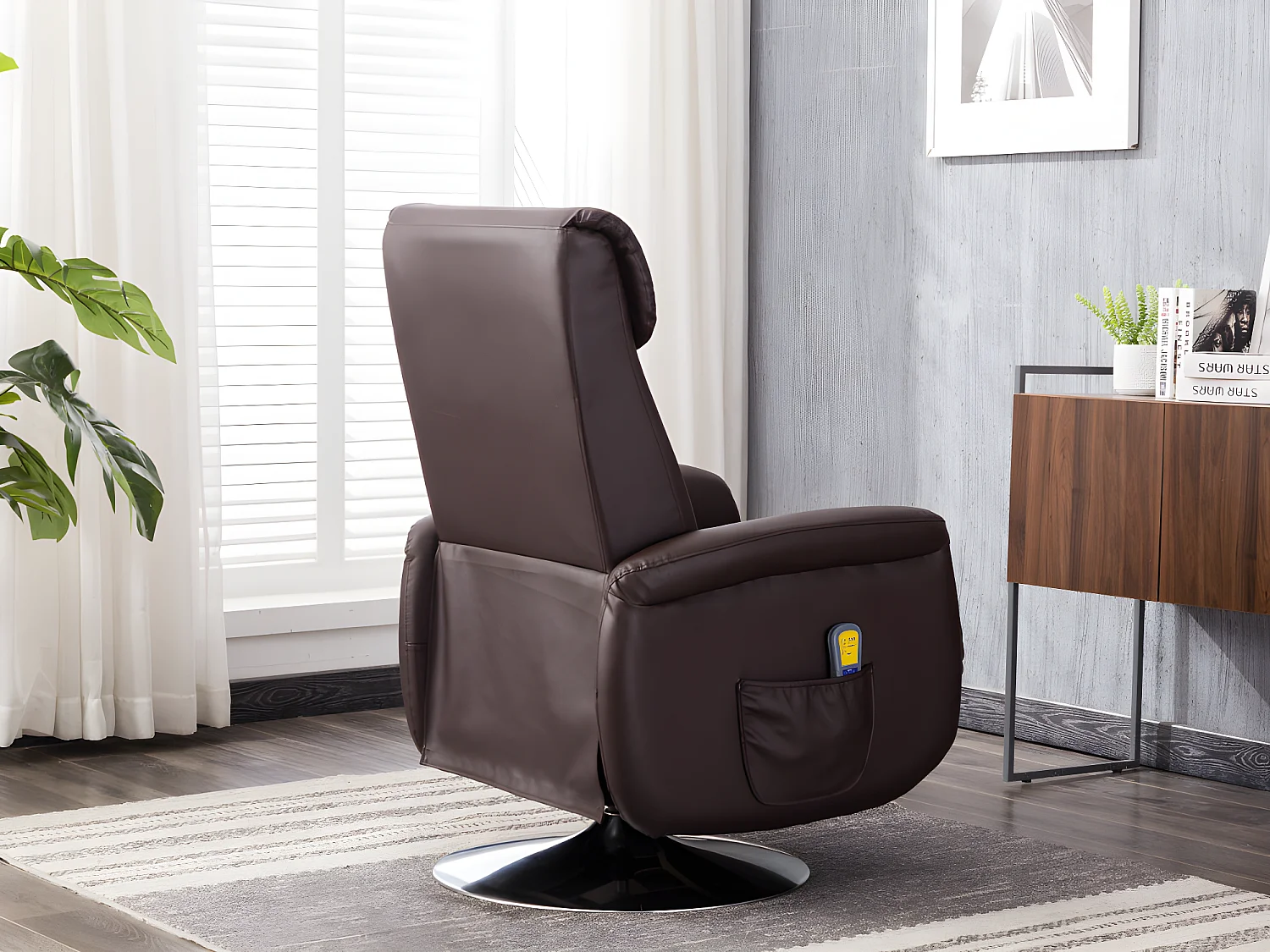 Fauteuil massant KOSTAS en simili - Marron 