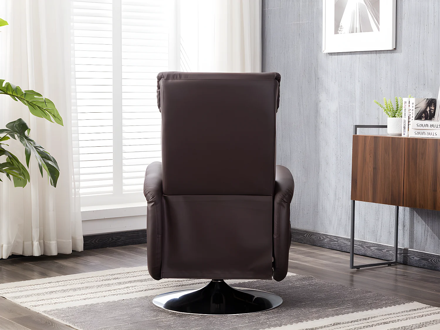 Fauteuil massant KOSTAS en simili - Marron 
