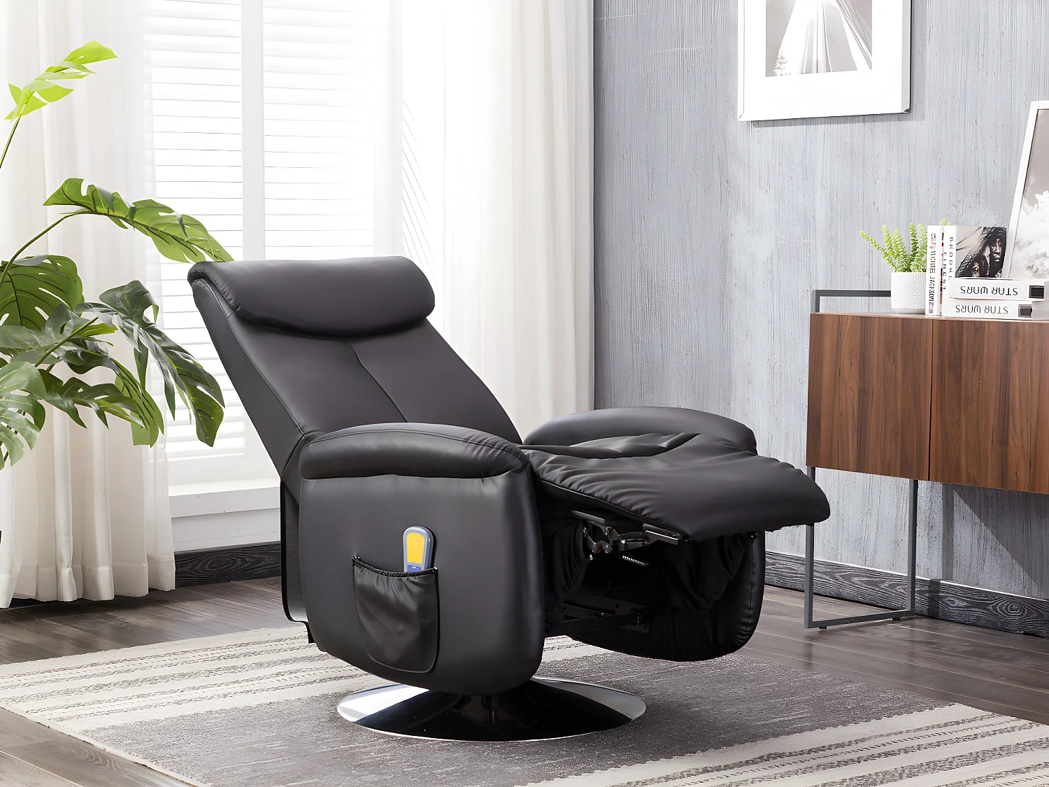 Fauteuil massant  KOSTAS  en simili - Noir