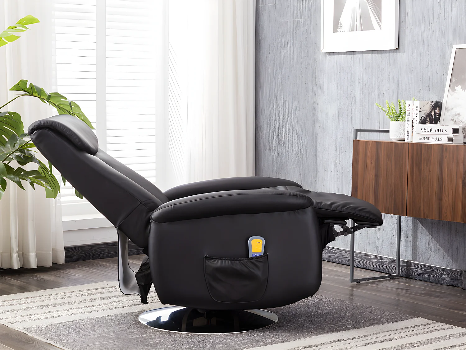 Fauteuil massant  KOSTAS  en simili - Noir