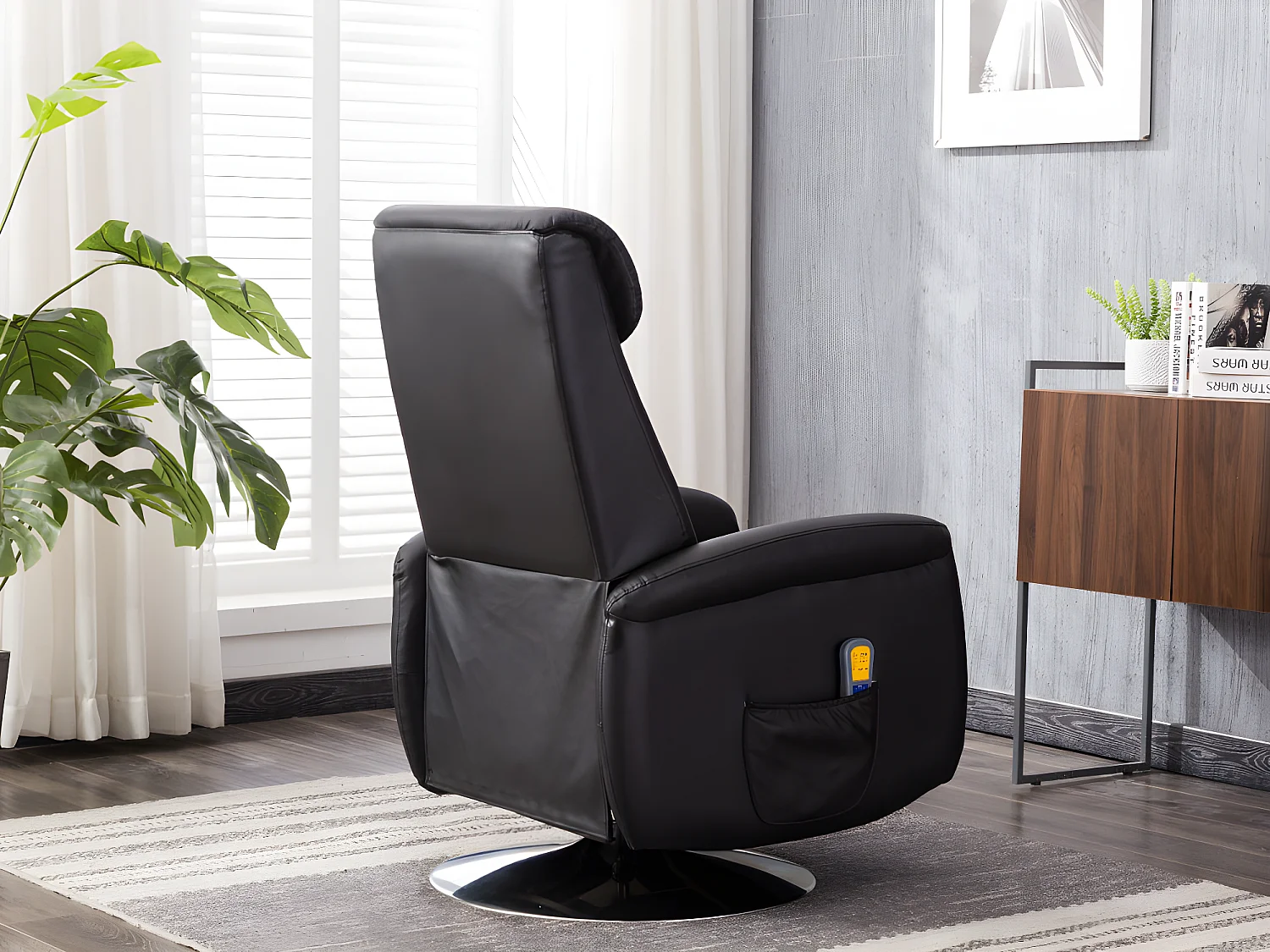 Fauteuil massant  KOSTAS  en simili - Noir