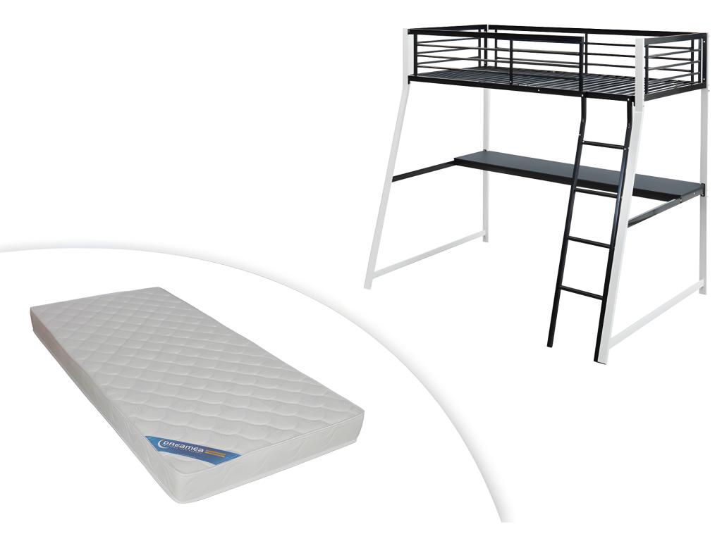 Set Hochbett mit Schreibtisch + Matratze MALICIA - 90x190cm