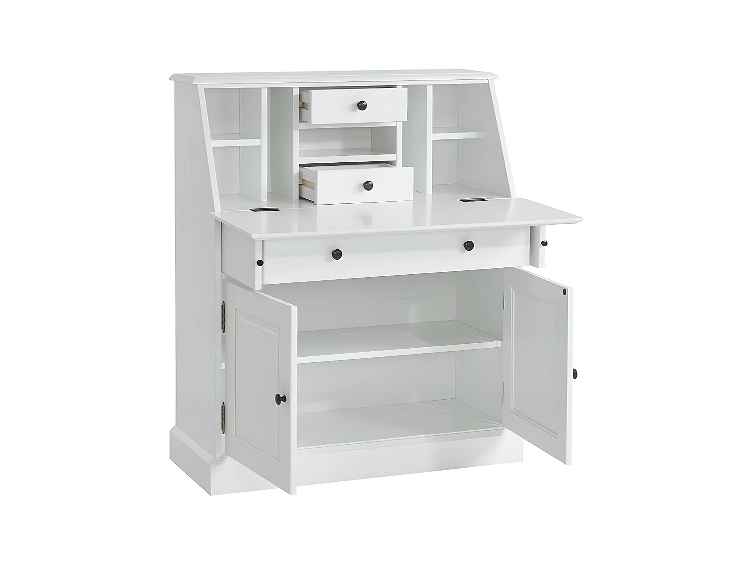 Scrittoio con cassetti in Pino e MDF Bianco - CLEORE