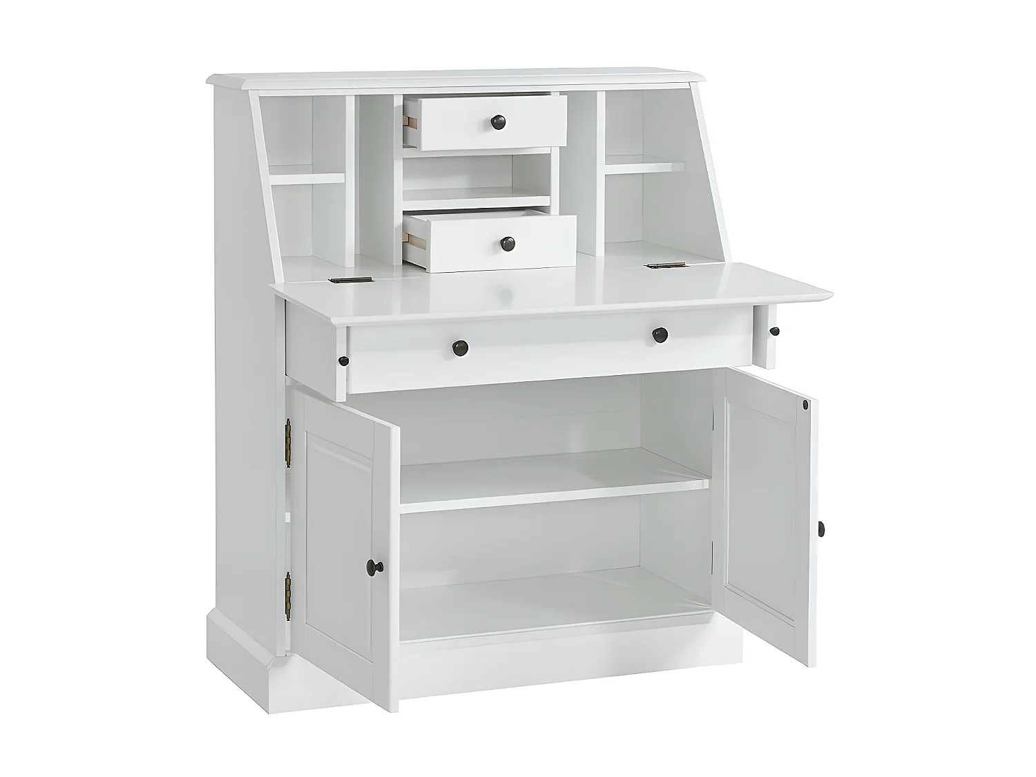 Secretária em pinho e MDF cor branco - CLEORE