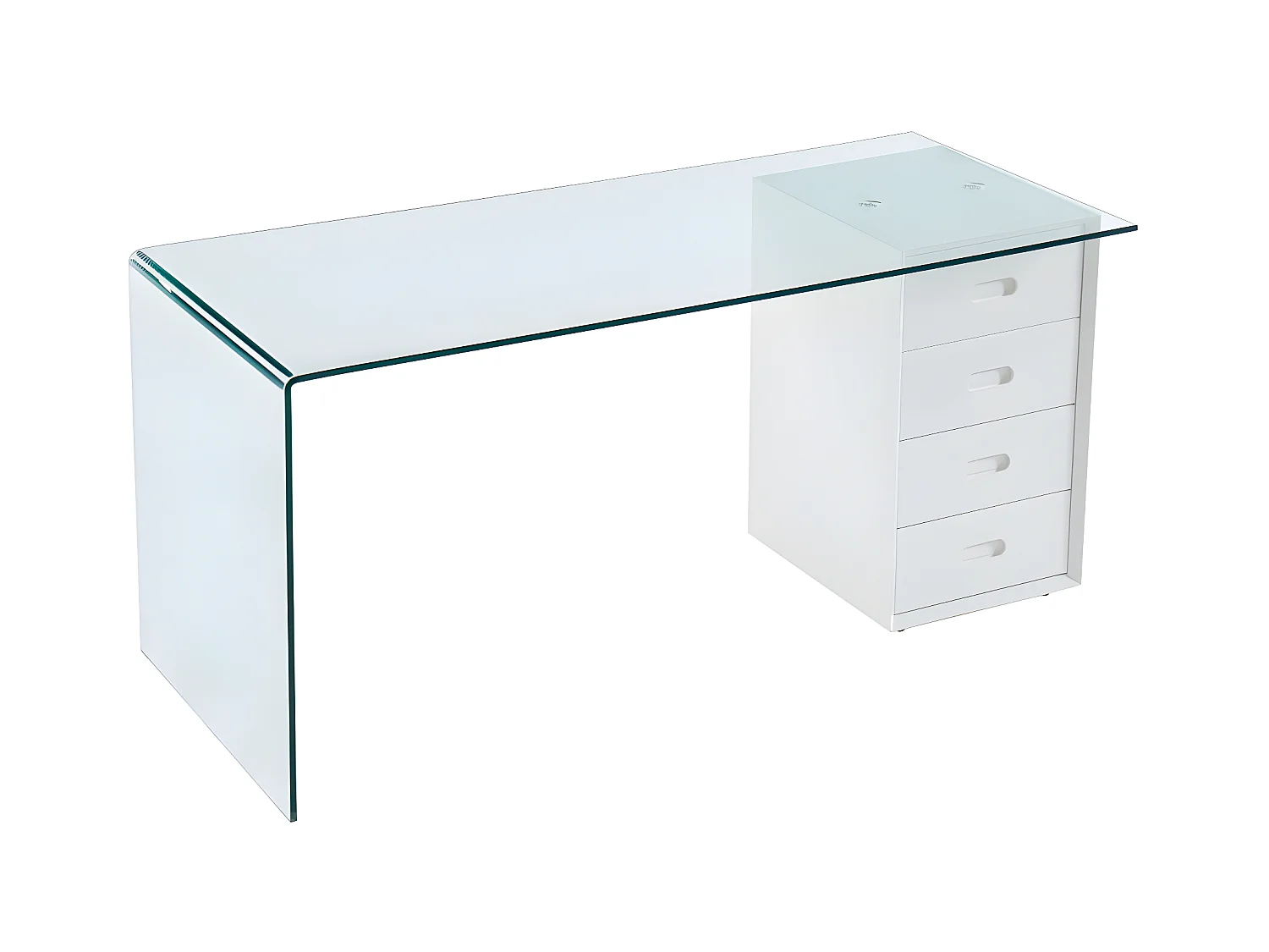 Schreibtisch mit 4 Schubladen - Sicherheitsglas & MDF - MURIEL