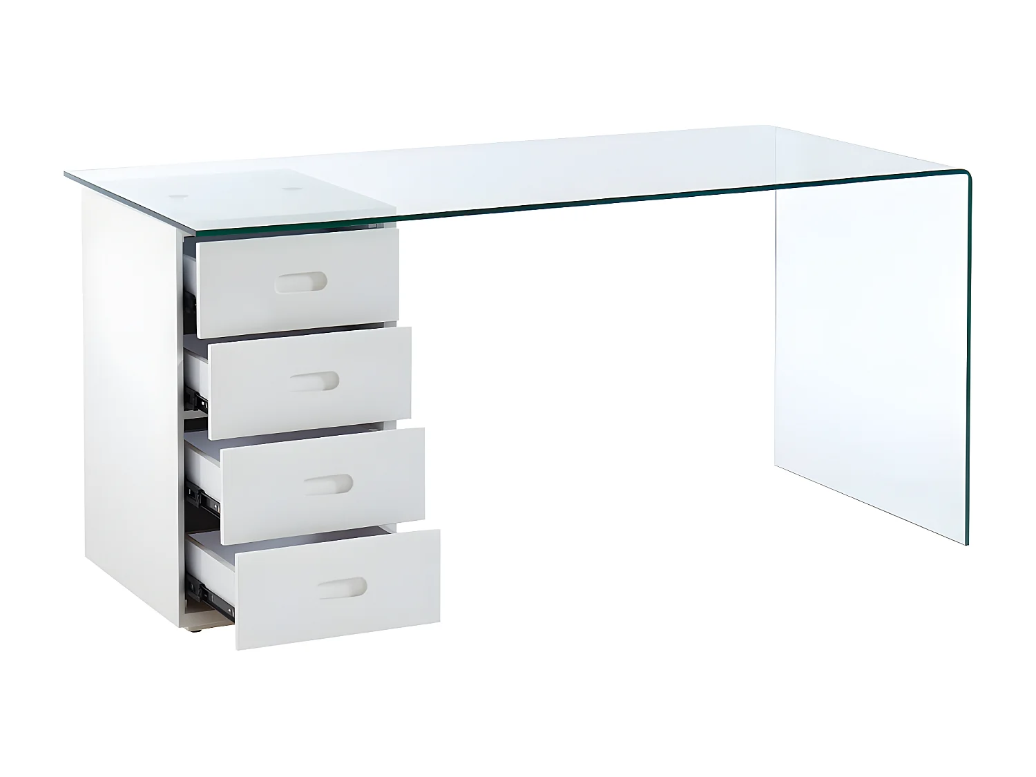 Schreibtisch mit 4 Schubladen - Sicherheitsglas & MDF - MURIEL