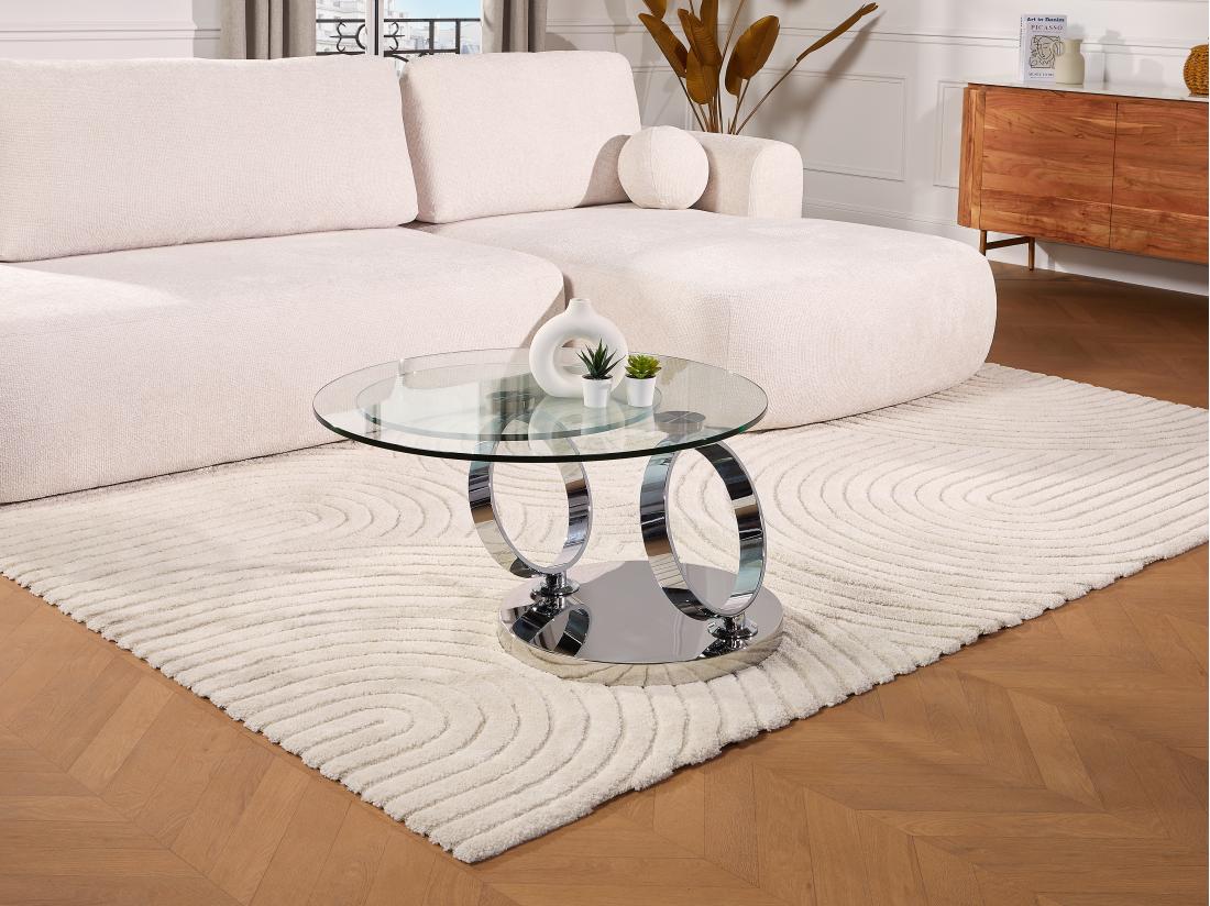 vente unique Table basse avec plateaux pivotants - Verre trempé et métal - JOLINE de Maison Céphy