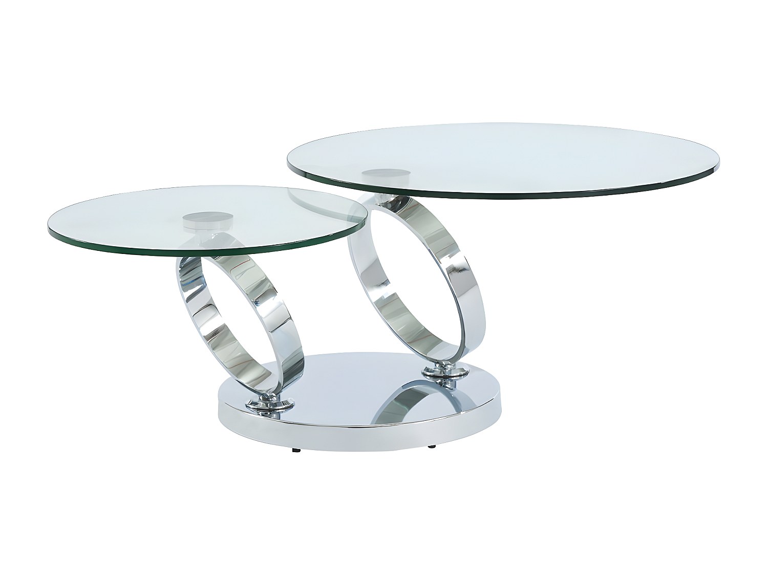 Couchtisch mit drehbaren Tischplatten - Sicherheitsglas & Metall - JOLINE günstig online kaufen
