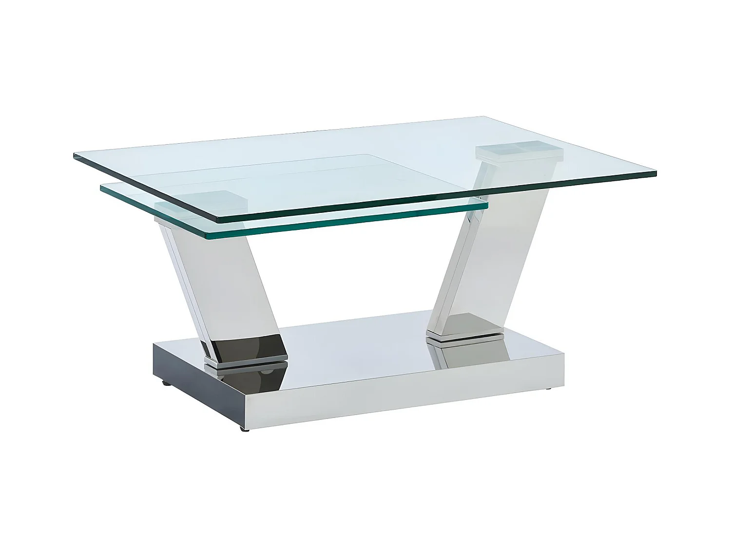 Table basse avec plateaux pivotants - Verre trempé et acier inoxydable - Transparent - OYRUS de Maison Céphy
