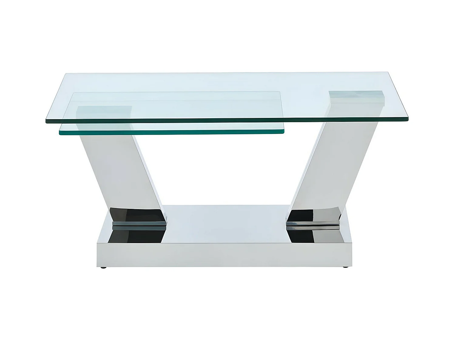 Table basse avec plateaux pivotants - Verre trempé et acier inoxydable - Transparent - OYRUS de Maison Céphy