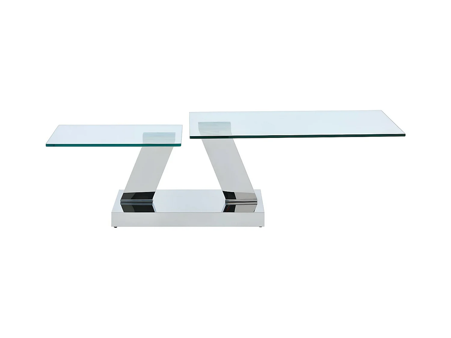 Table basse avec plateaux pivotants - Verre trempé et acier inoxydable - Transparent - OYRUS de Maison Céphy