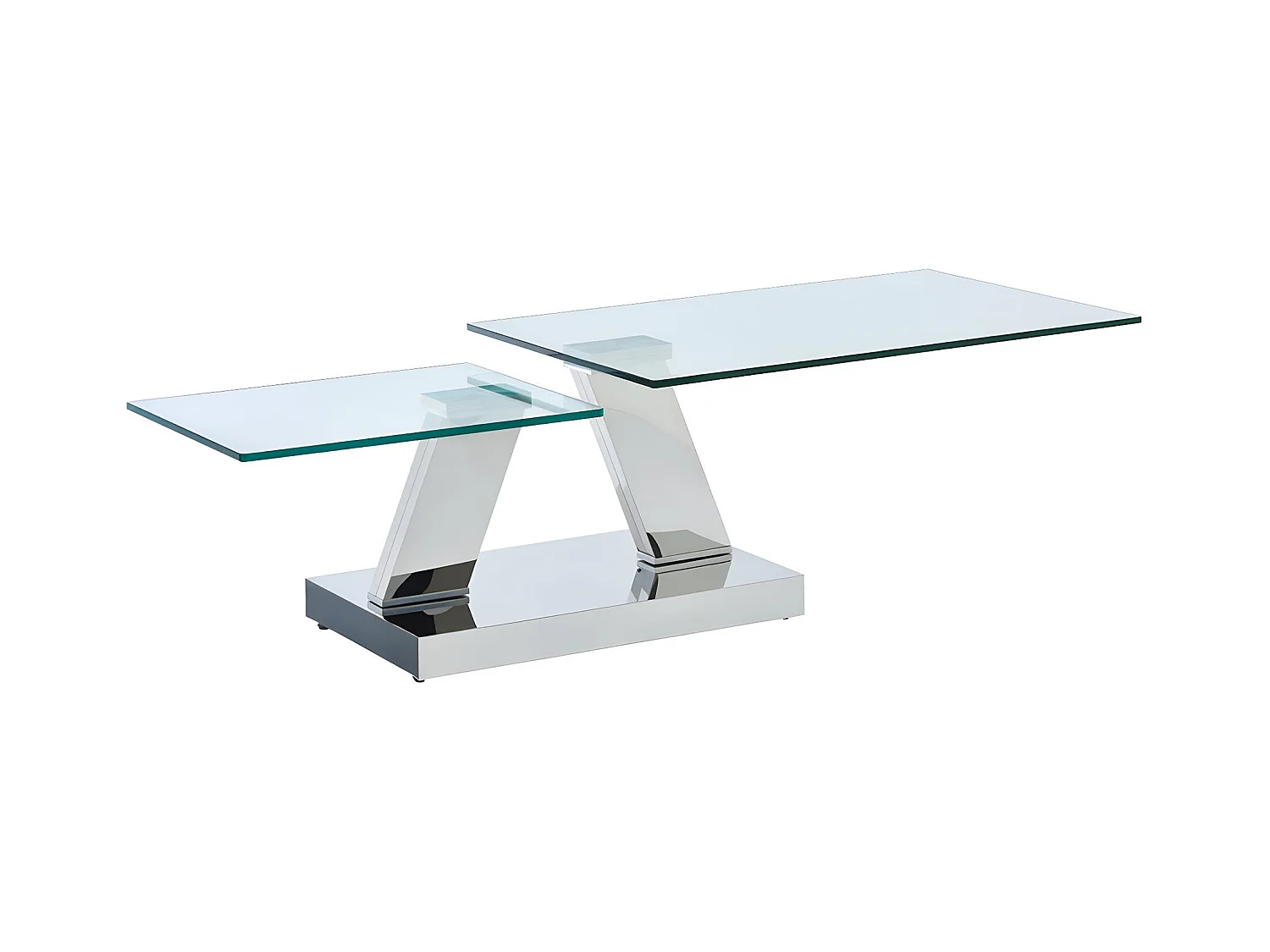 Table basse avec plateaux pivotants - Verre trempé et acier inoxydable - Transparent - OYRUS de Maison Céphy