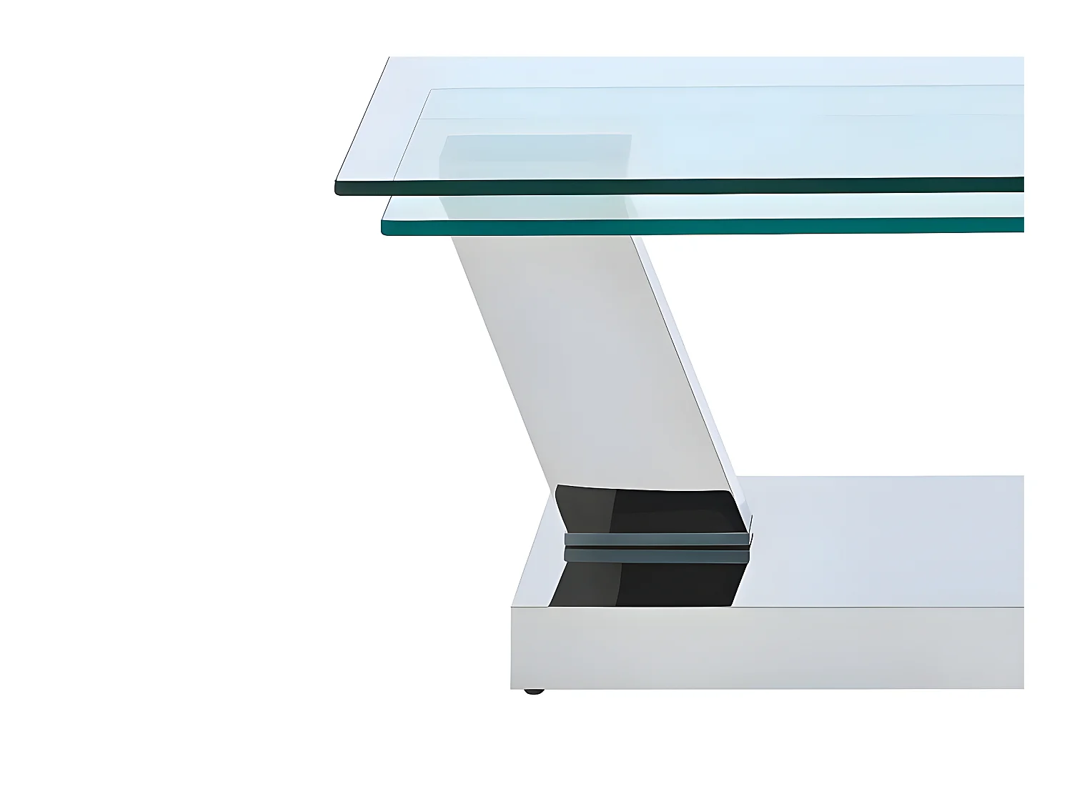 Table basse avec plateaux pivotants - Verre trempé et acier inoxydable - Transparent - OYRUS de Maison Céphy
