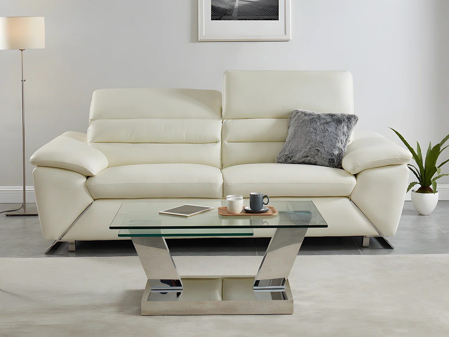 Table basse avec plateaux pivotants - Verre trempé et acier inoxydable - Transparent - OYRUS de Maison Céphy