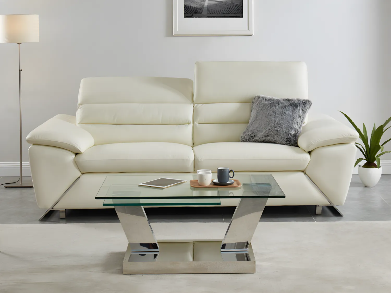 Mesa de centro con tableros pivotantes OYRUS - Cristal templado y metal