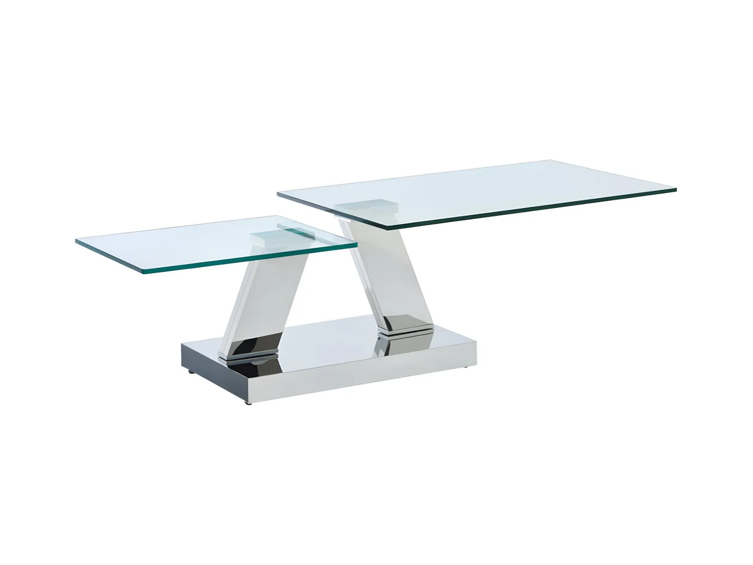 Mesa de centro con tableros pivotantes OYRUS - Cristal templado y metal