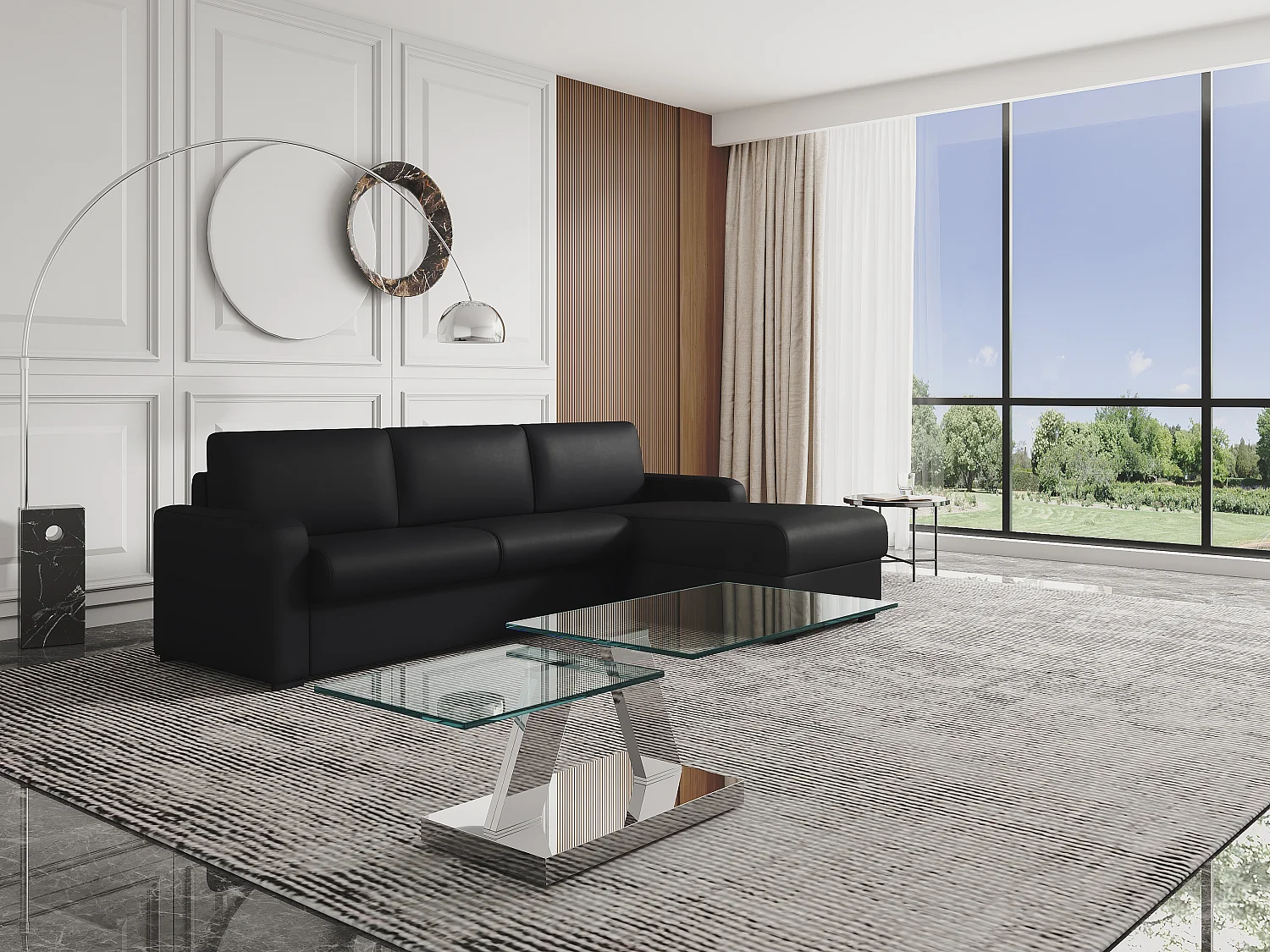 Table basse avec plateaux pivotants - Verre trempé et acier inoxydable - Transparent - OYRUS de Maison Céphy