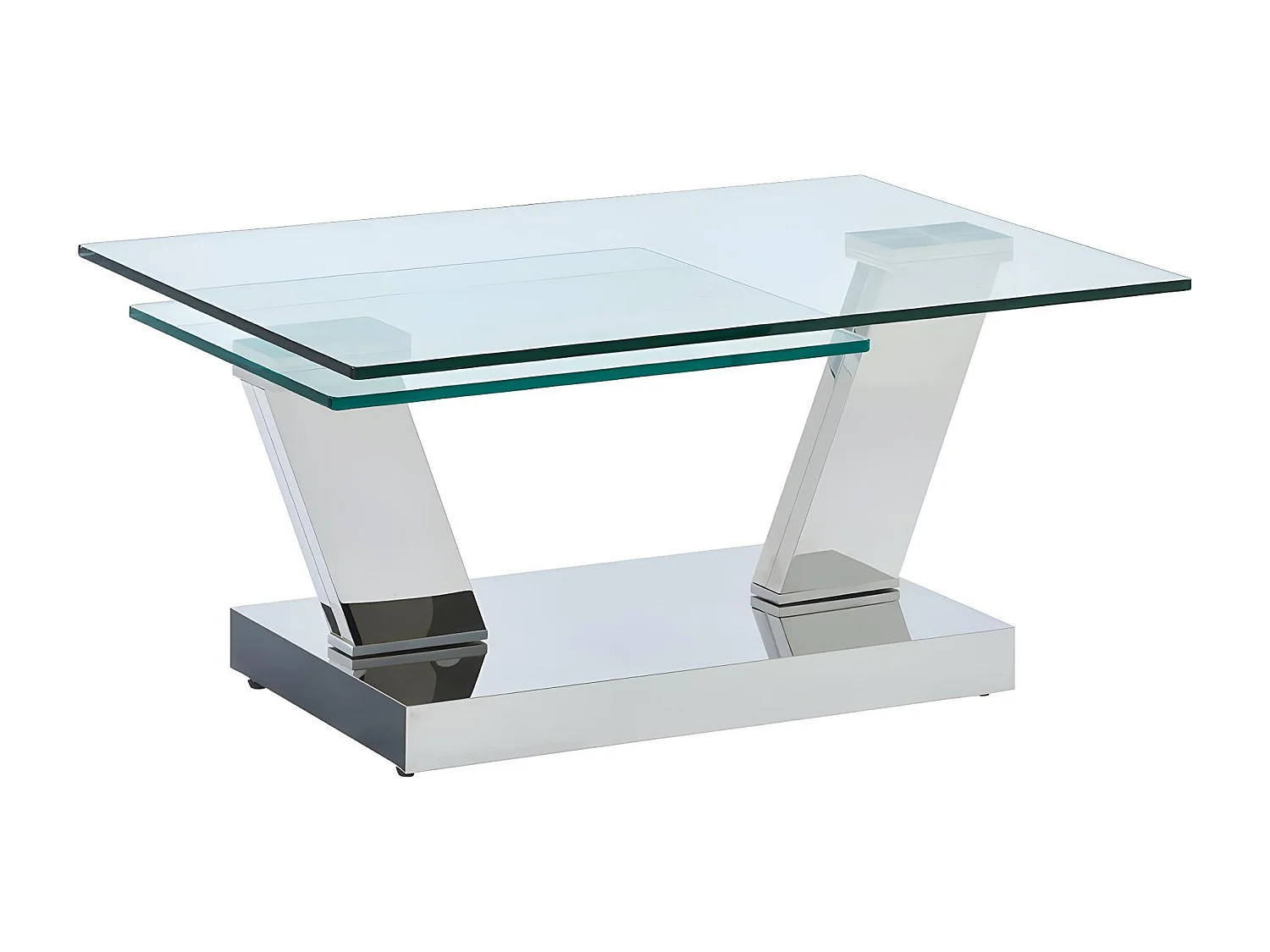 Table basse avec plateaux pivotants - Verre trempé et acier inoxydable - Transparent - OYRUS de Maison Céphy