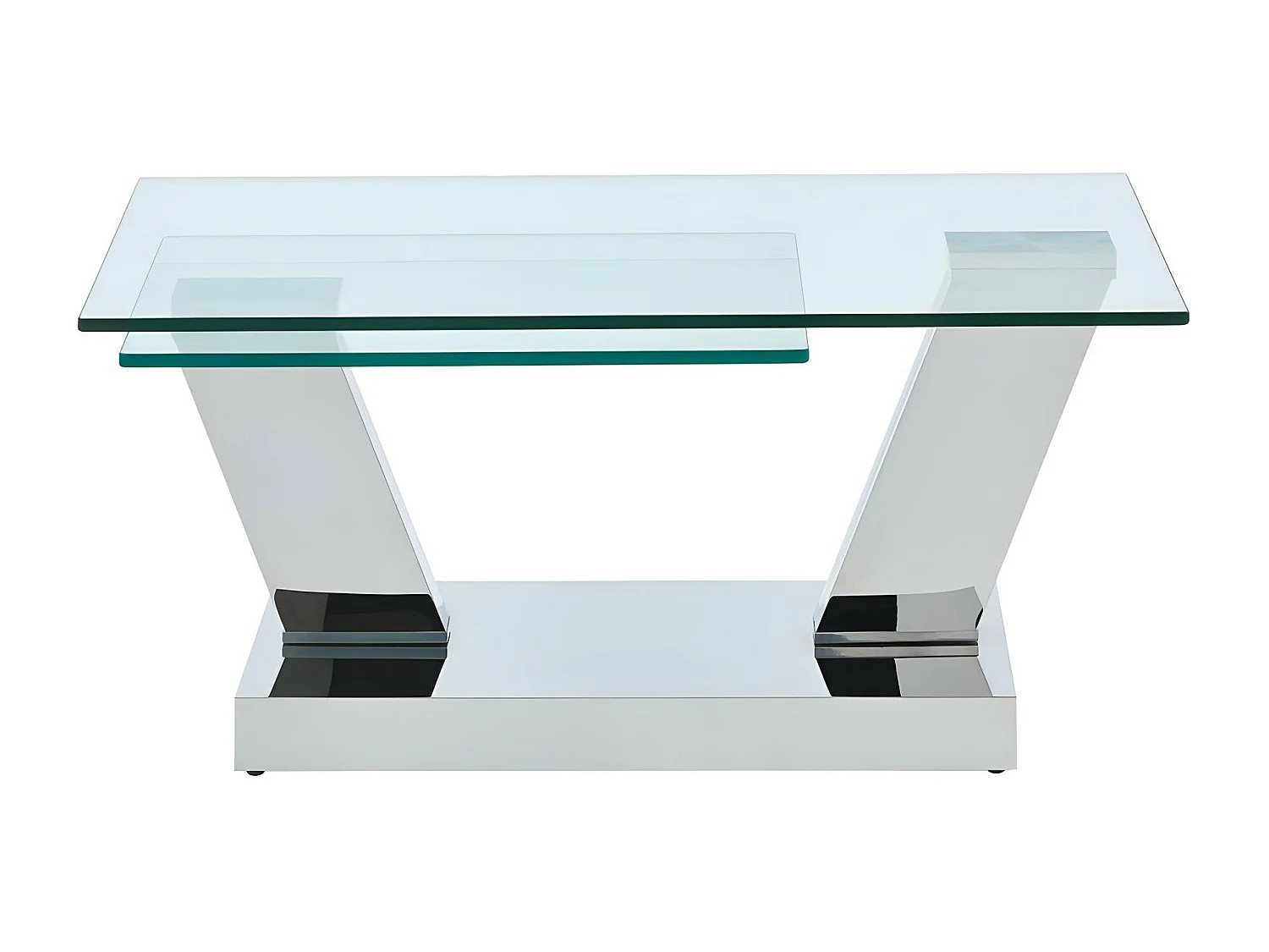Table basse avec plateaux pivotants - Verre trempé et acier inoxydable - Transparent - OYRUS de Maison Céphy