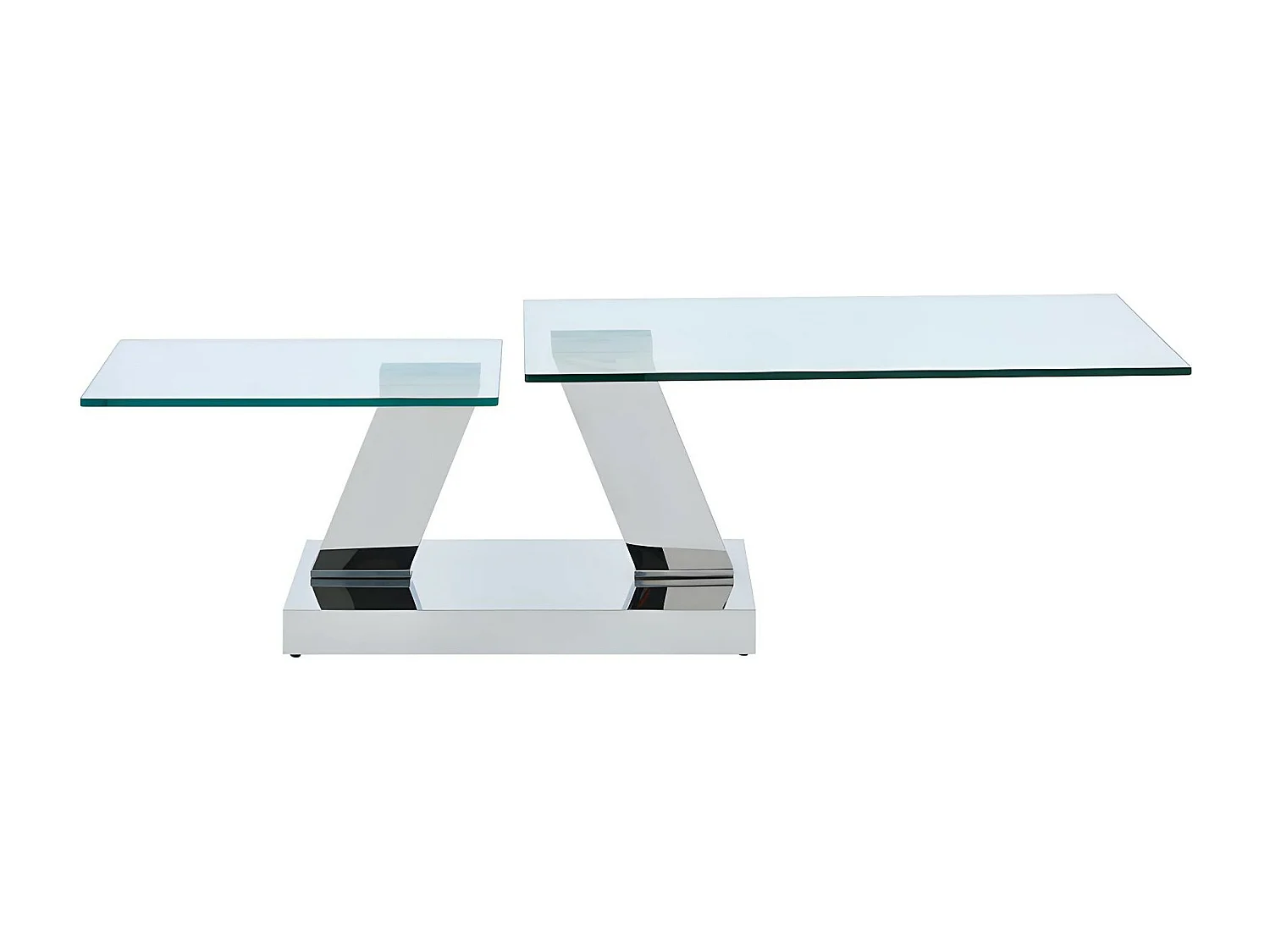 Table basse avec plateaux pivotants - Verre trempé et acier inoxydable - Transparent - OYRUS de Maison Céphy