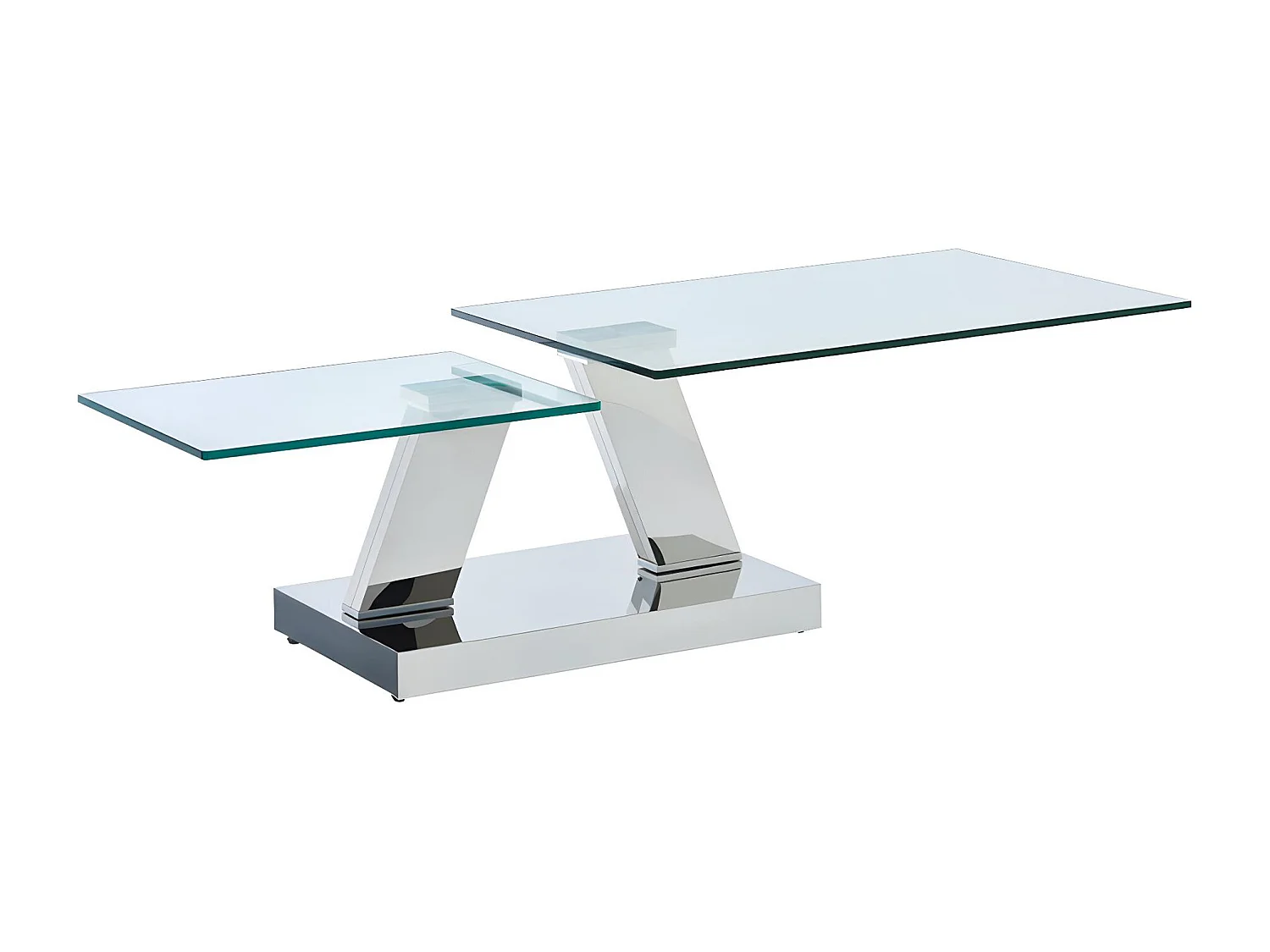 Table basse avec plateaux pivotants - Verre trempé et acier inoxydable - Transparent - OYRUS de Maison Céphy