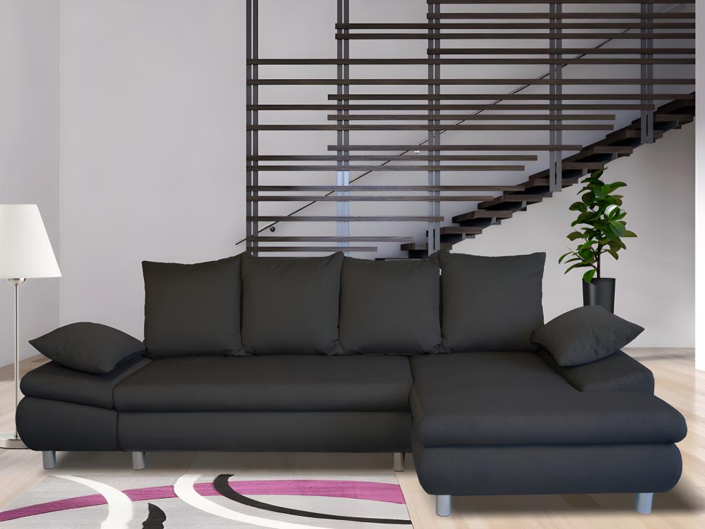 Ecksofa mit Schlaffunktion FELTON - Stoff - Anthrazit - Ecke Rechts