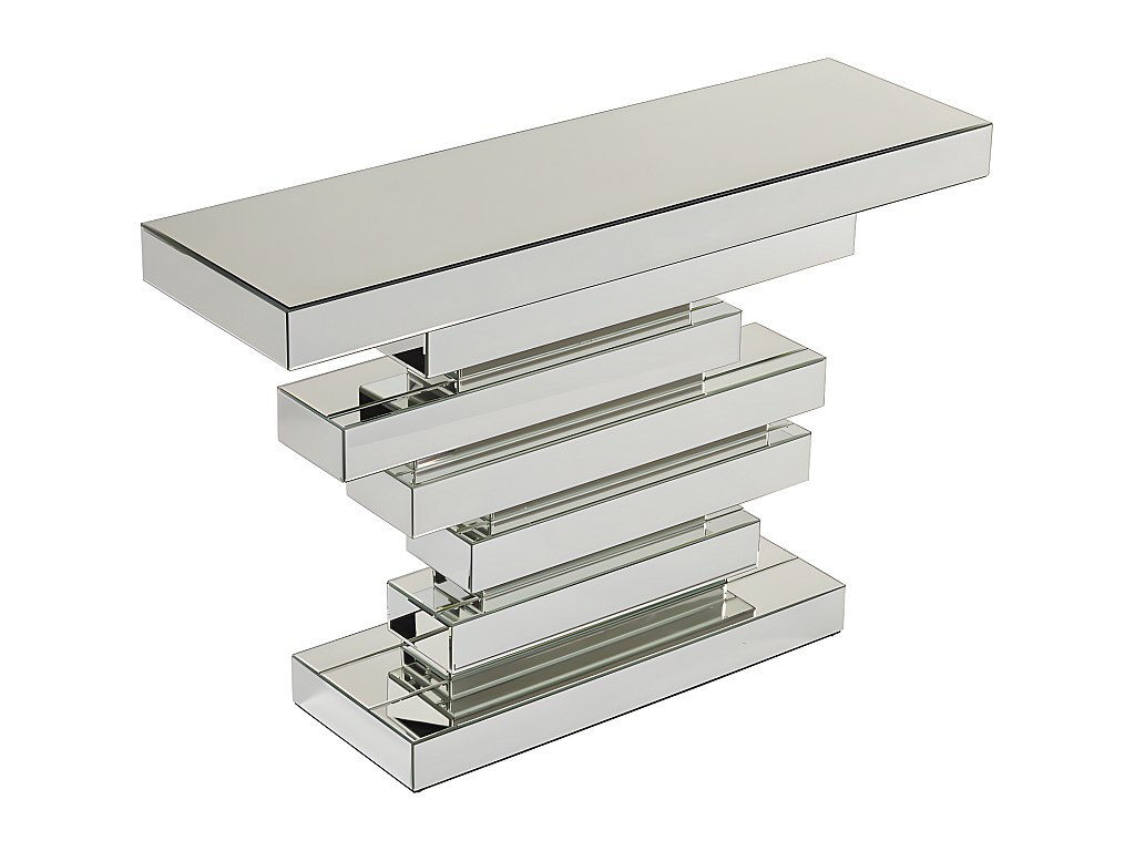 Konsole Design GLACIA - MDF Spiegel - Farbe: Silber