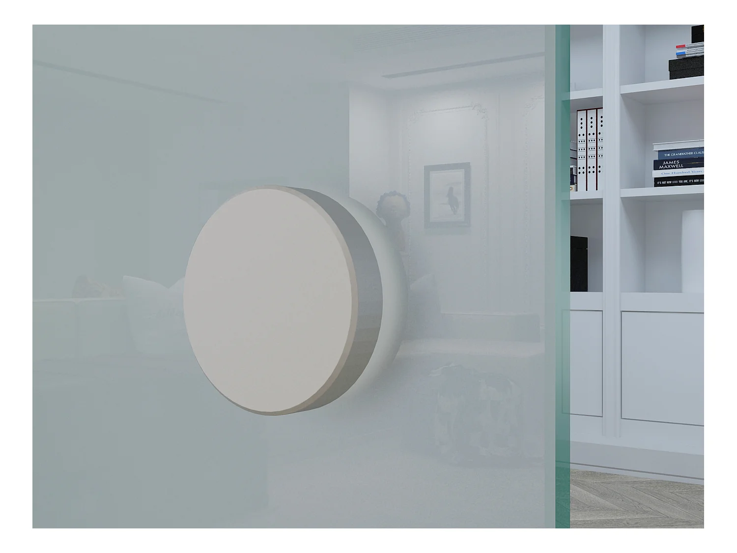 Porte coulissante double avec système en applique - 2 x H205 x L83 cm - Verre trempé dépoli - ASTANA