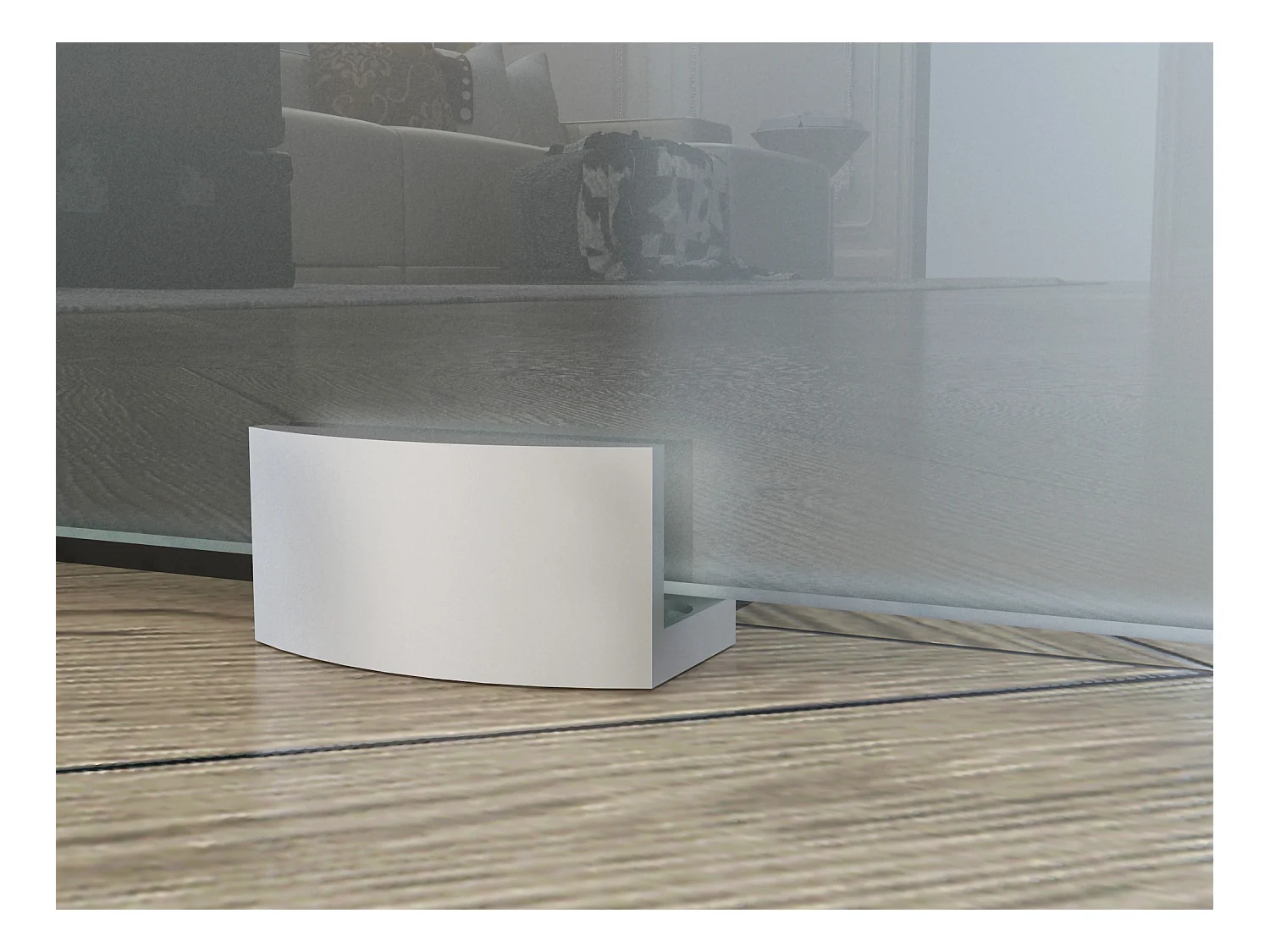 Porte coulissante double avec système en applique - 2 x H205 x L83 cm - Verre trempé dépoli - ASTANA