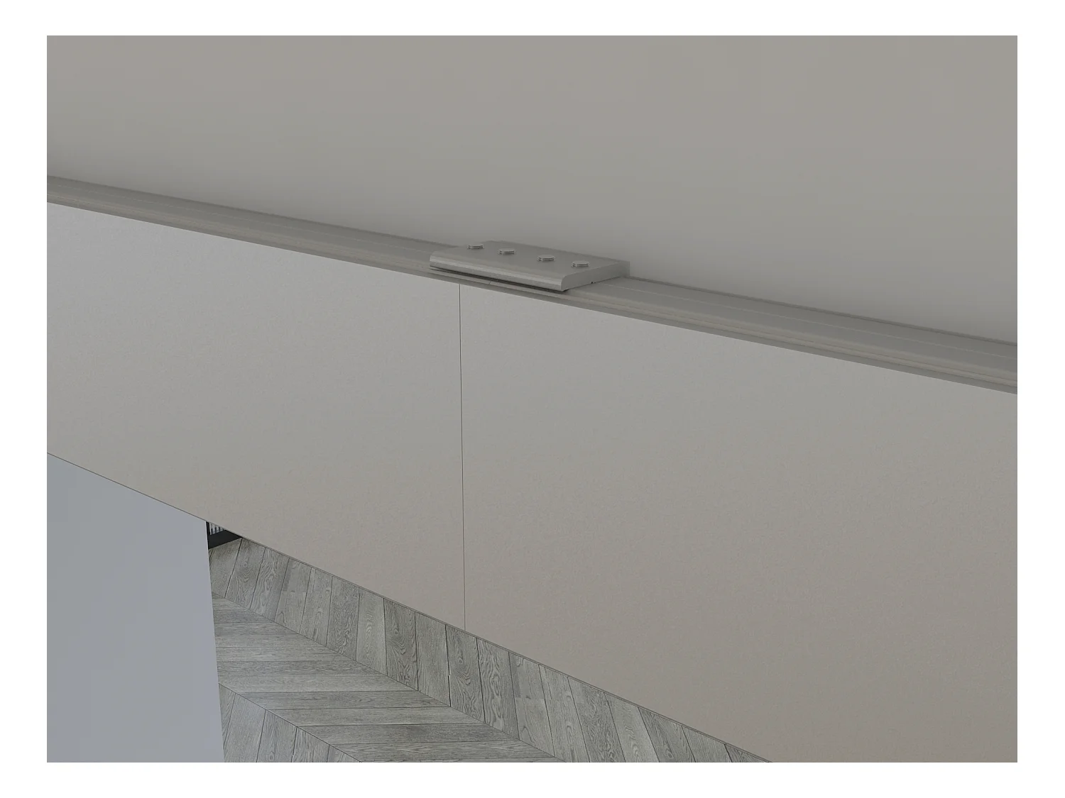 Porte coulissante double avec système en applique - 2 x H205 x L83 cm - Verre trempé dépoli - ASTANA