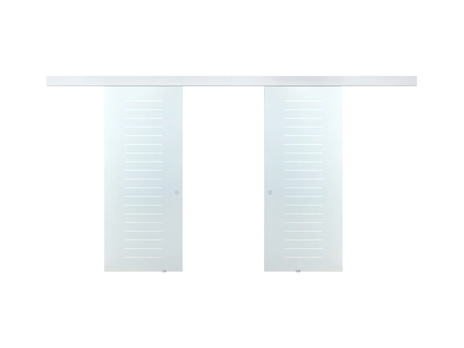 Porte coulissante double avec système en applique - 2 x H205 x L83 cm - Verre trempé dépoli - ASTANA