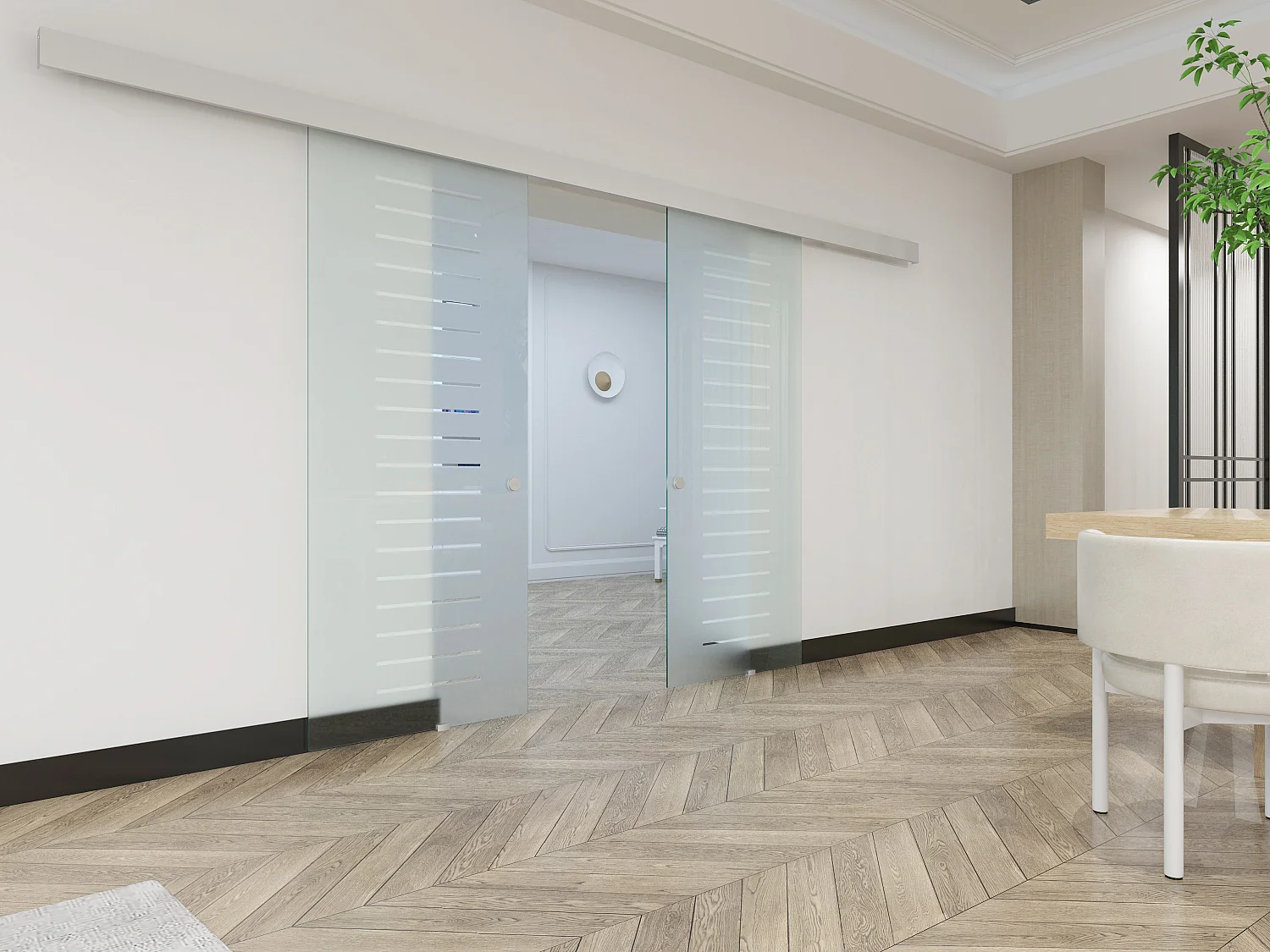 Dubbelwandige schuifdeur met opbouwsysteem - H205 x L166cm - Gehard glas - ASTANA