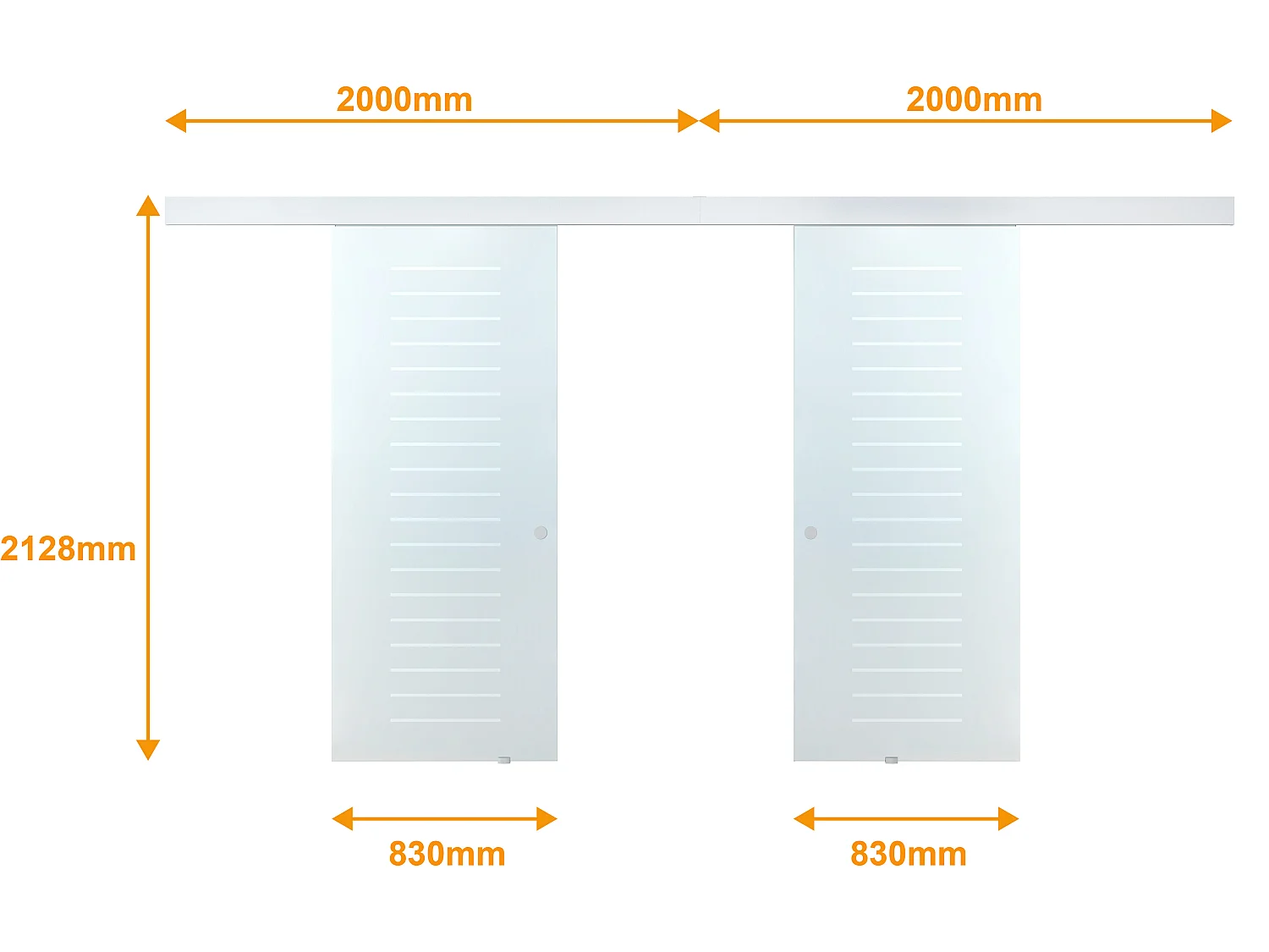 Dubbelwandige schuifdeur met opbouwsysteem - H205 x L166cm - Gehard glas - ASTANA