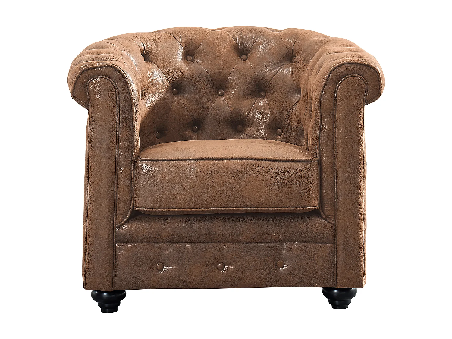 Canapé 3 places et fauteuil CHESTERFIELD en microfibre aspect cuir vieilli