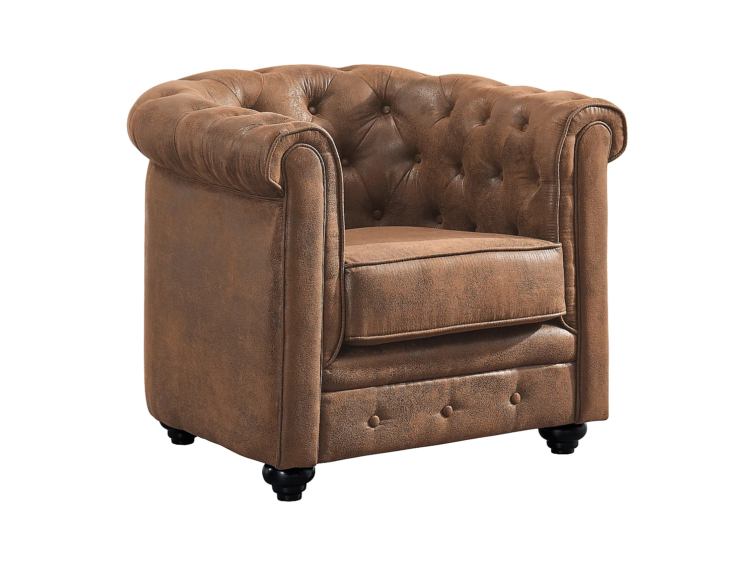 Lot de 2 Fauteuils CHESTERFIELD en microfibre aspect cuir vieilli