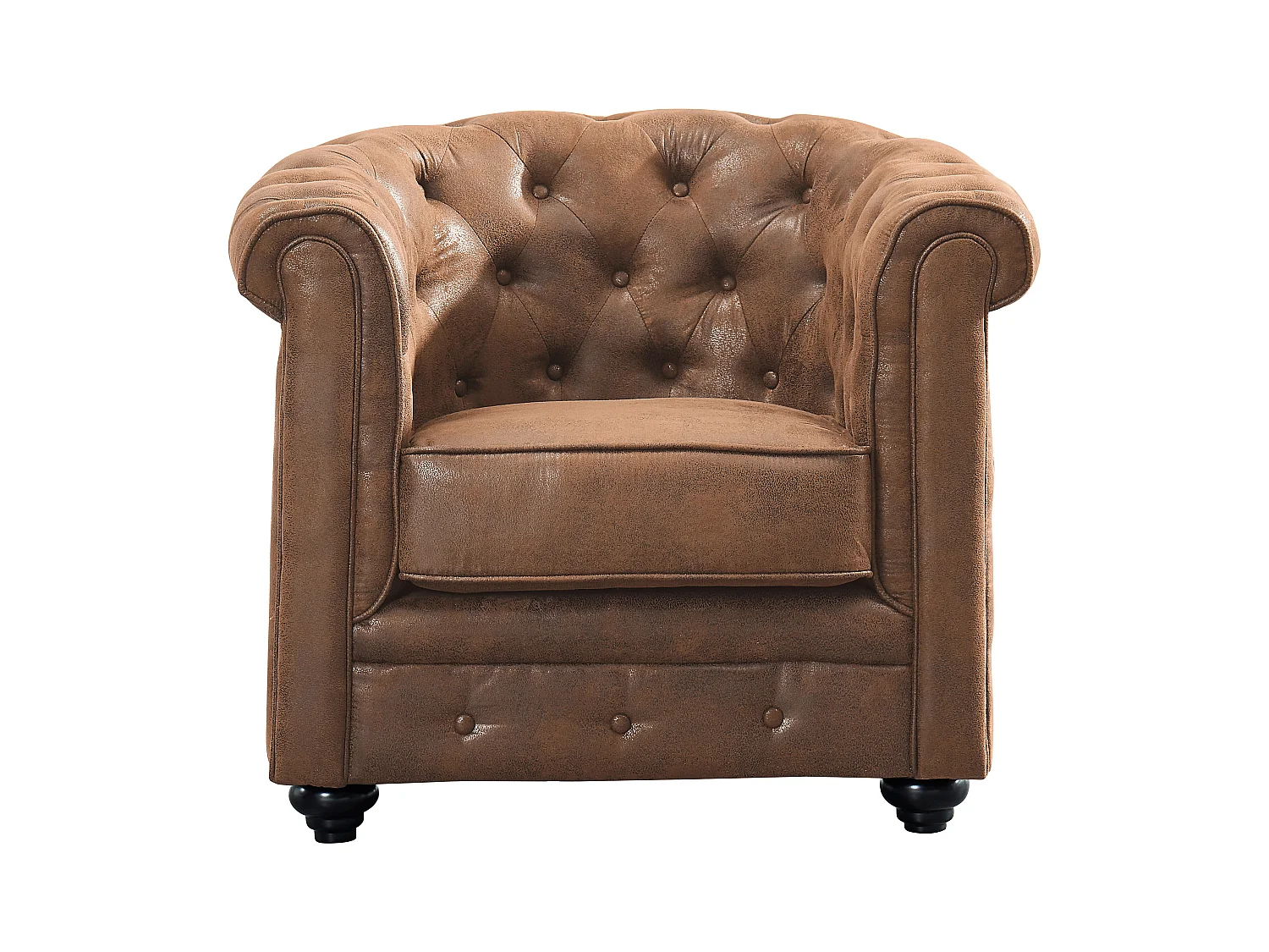 Lot de 2 Fauteuils CHESTERFIELD en microfibre aspect cuir vieilli