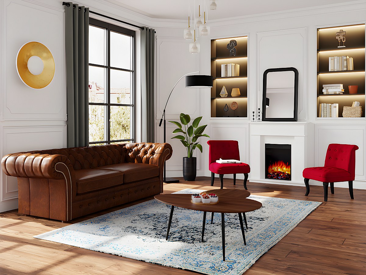 Chimenea eléctrica con marco VESUVIA – Color Blanco