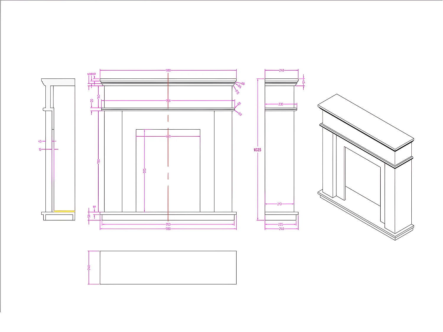 Cheminée électrique à poser VESUVIA - avec manteau - L98 x P24 x H102.5cm - Blanche