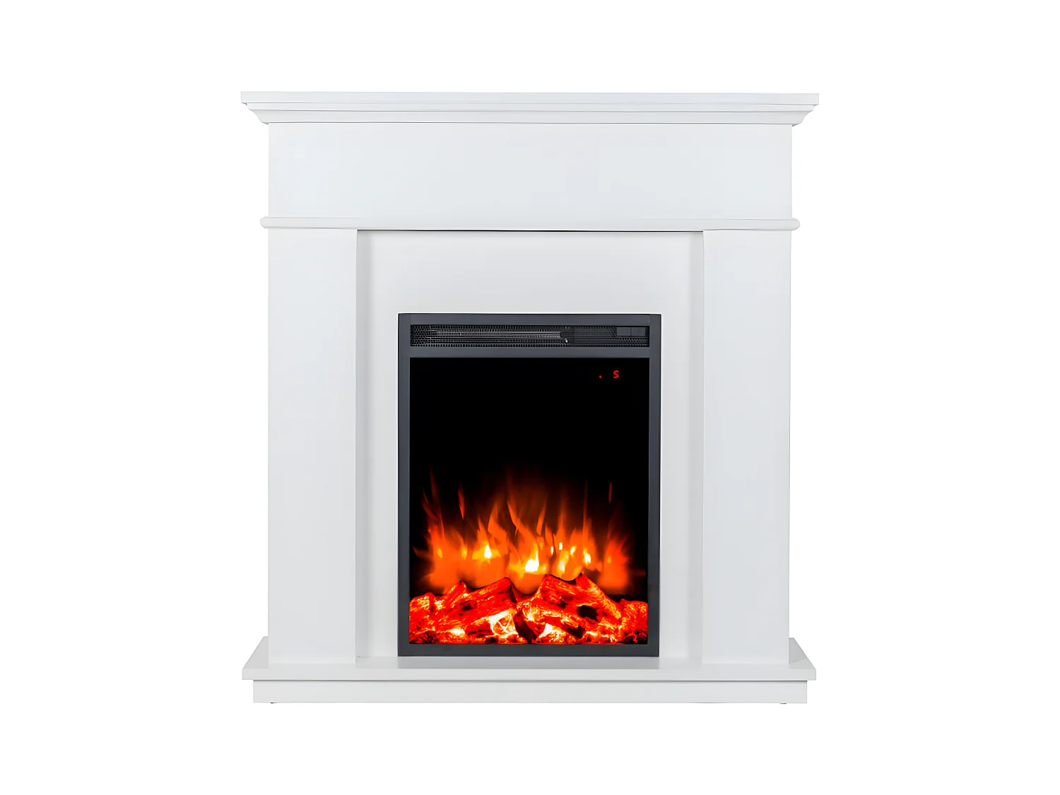 Elektrische staande sfeerhaard VESUVIA - met schoorsteenmantel - L98 x D24 x H102,5 cm - Wit