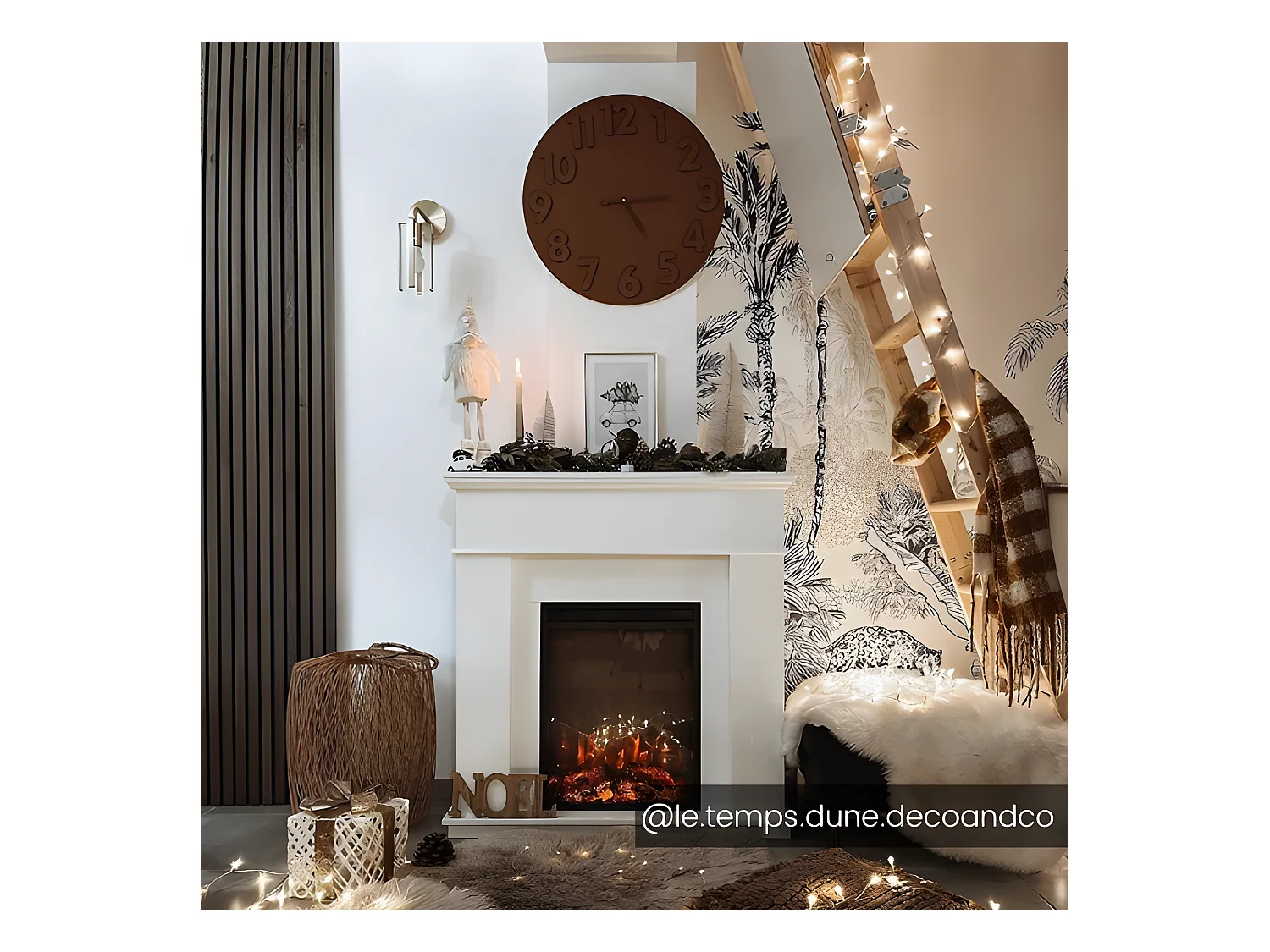 Elektrische staande sfeerhaard VESUVIA - met schoorsteenmantel - L98 x D24 x H102,5 cm - Wit