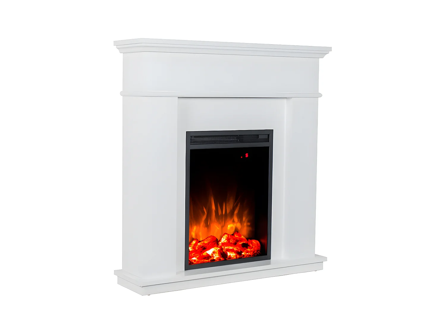 Elektrische staande sfeerhaard VESUVIA - met schoorsteenmantel - L98 x D24 x H102,5 cm - Wit