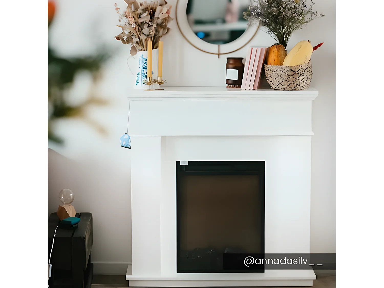 Lareira eléctrica de pousar VESUVIA - com cobertura - C98 x L24 x A102.5cm - Branco