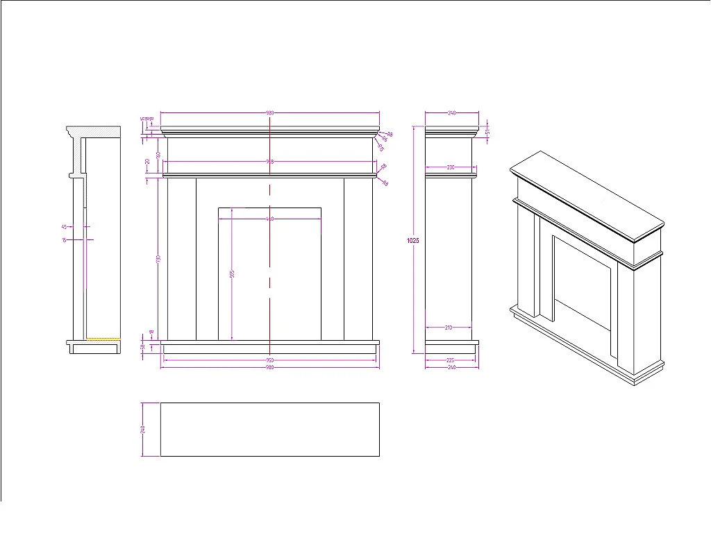 Cheminée électrique à poser VESUVIA - avec manteau - L98 x P24 x H102.5cm - Blanche