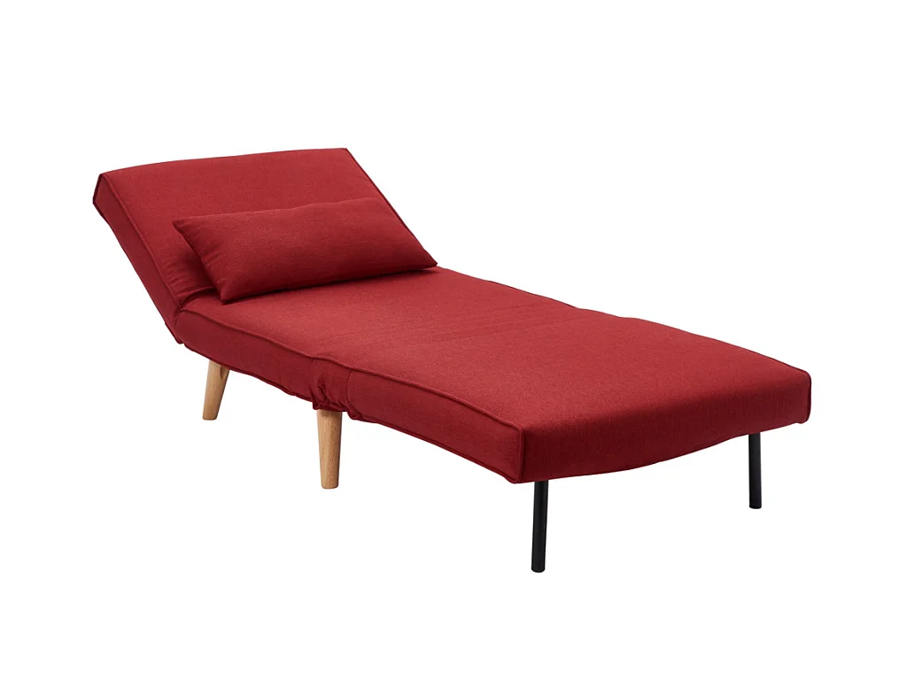Fotel rozkładany POSIO z tkaniny – Kolor czerwony