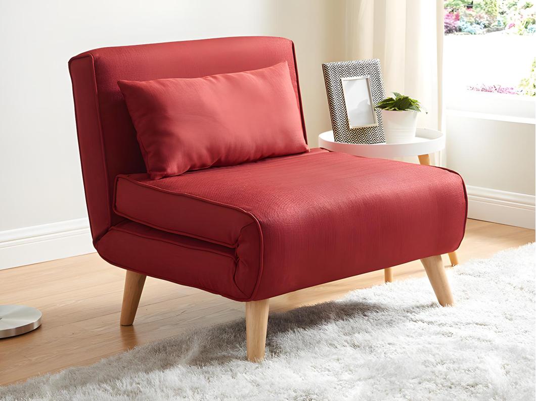 Fauteuil convertible POSIO en tissu - Rouge
