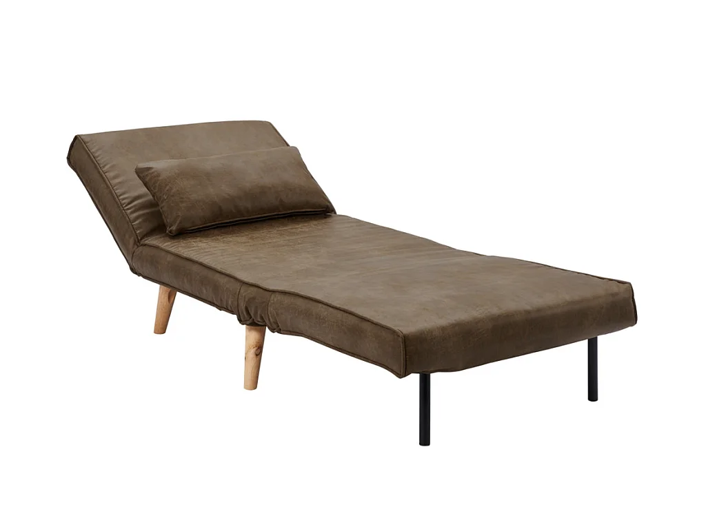 Futonsessel - Microfaser - Vintage Look - Braun - POSIO