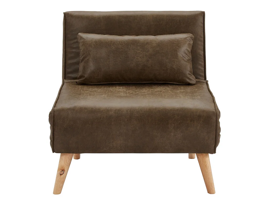 Fauteuil convertible POSIO en microfibre vieillie - Marron