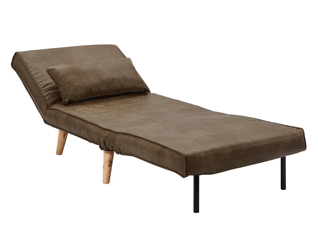 Fauteuil convertible POSIO en microfibre vieillie - Marron