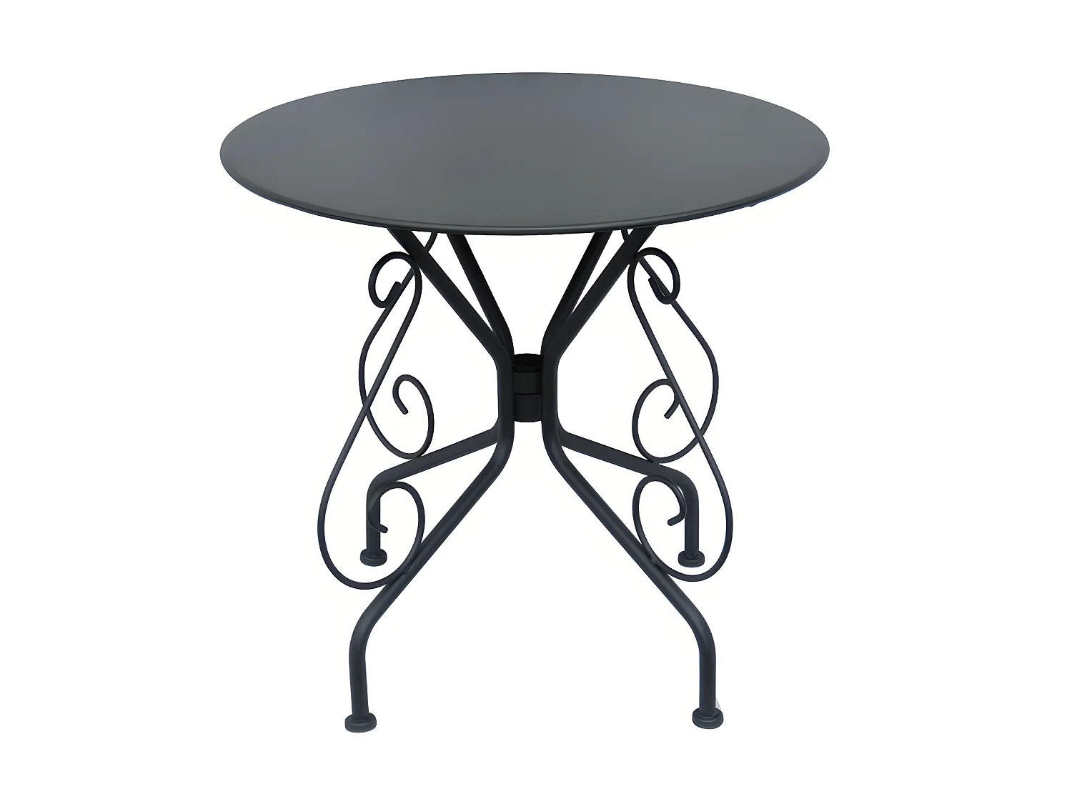 Sala de jantar de jardim em metal estilo ferro forjado: uma mesa e 4 cadeirões antracite - GUERMANTES