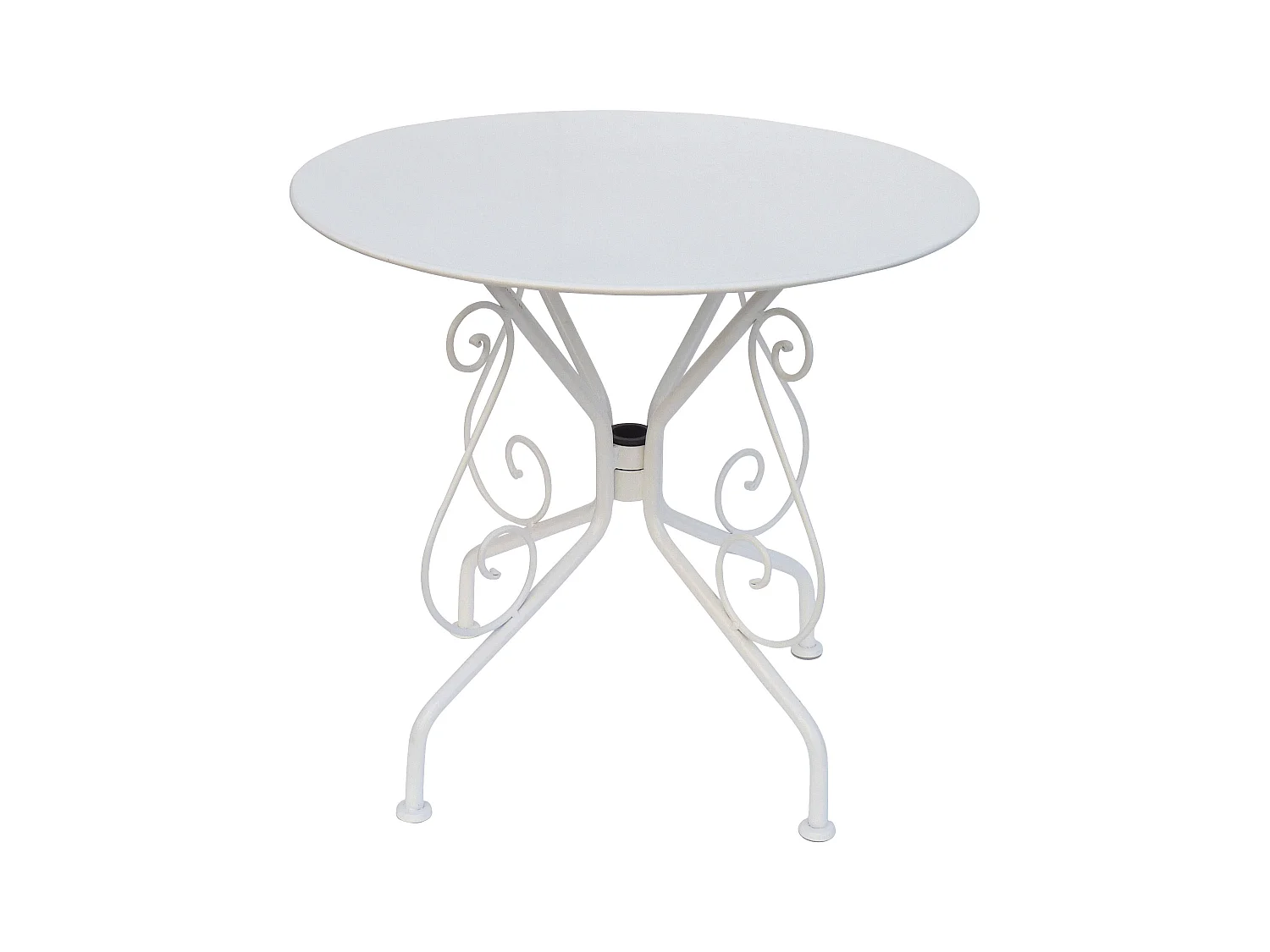 Garten-Essgruppe: Tisch + 4 stapelbare Sessel - Metall in Eisenoptik - Weiß - GUERMANTES von MYLIA